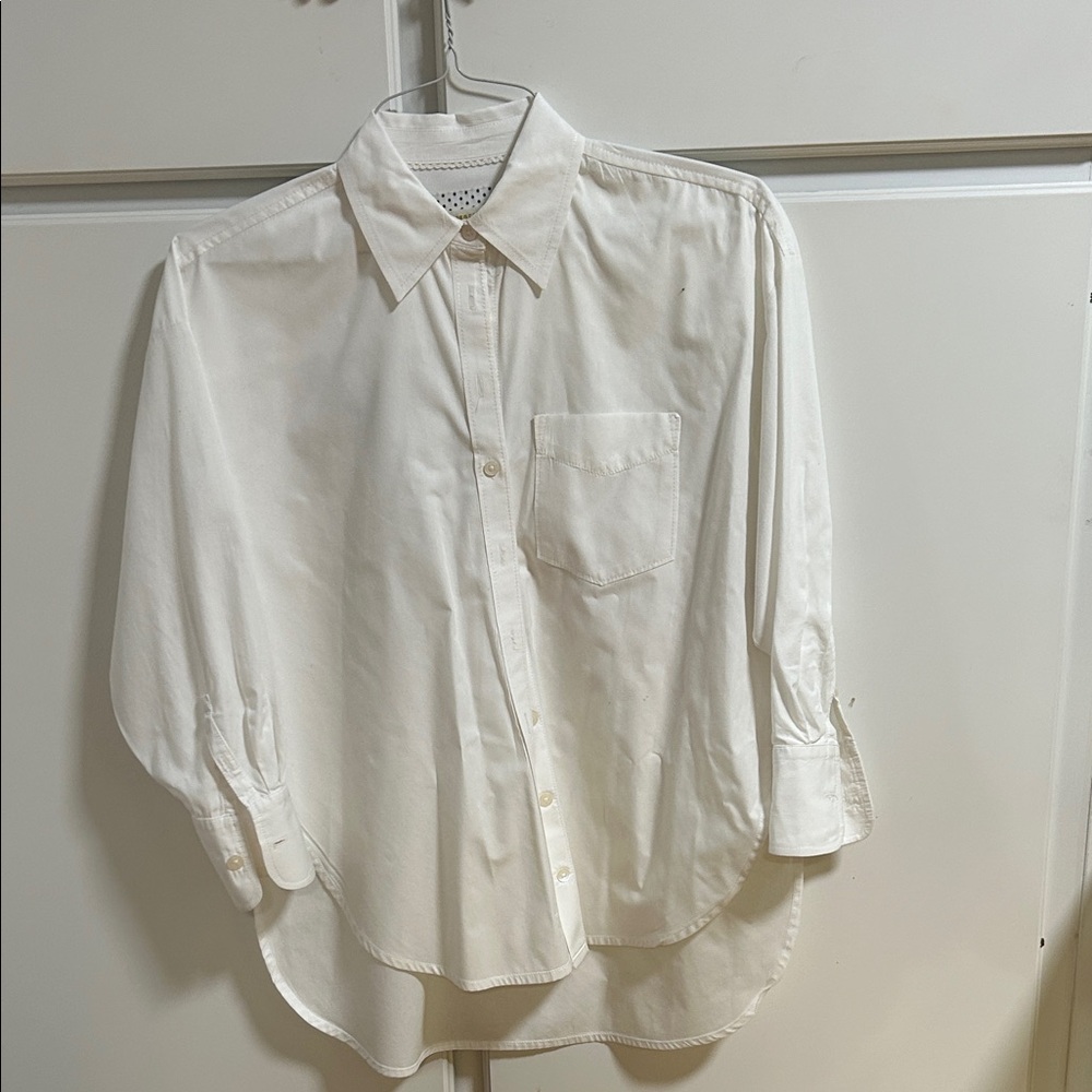 Anthropologie Maeve White Button-Up Blouse